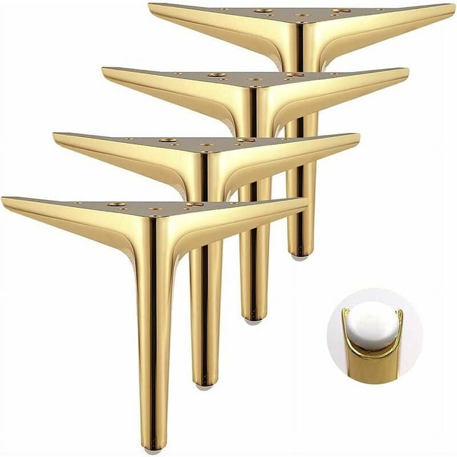Juego de 4 muebles triangulares con pies decorativos, proceso de pulido por galvanoplastia, dorado 15 cm