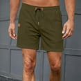 thumbnail image 4 of Coorders Men's and Big Men's Linen Shorts,Men's Drawstring Pull-On Shorts with Pocket, Green,L, 4 of 7