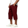 thumbnail image 6 of Mens Capri Pants Cropped Pants Below Knee Long Shorts 3/4 Loose Fit Lightweight Drawstring Sweatpants Pockets Size 3XL Wine, 6 of 9