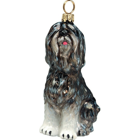 Polish Lowland Sheepdog Glass Christmas Ornament Made in Poland Dog Decoration