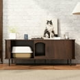 thumbnail image 3 of PieDle 59'' Large Cat Litter Box Enclosure with Sliding Tambour Door, Hidden Litter Box Furniture, Wood Cat Litter Box Cabinet with Cat Scratch Pad, 3 of 10