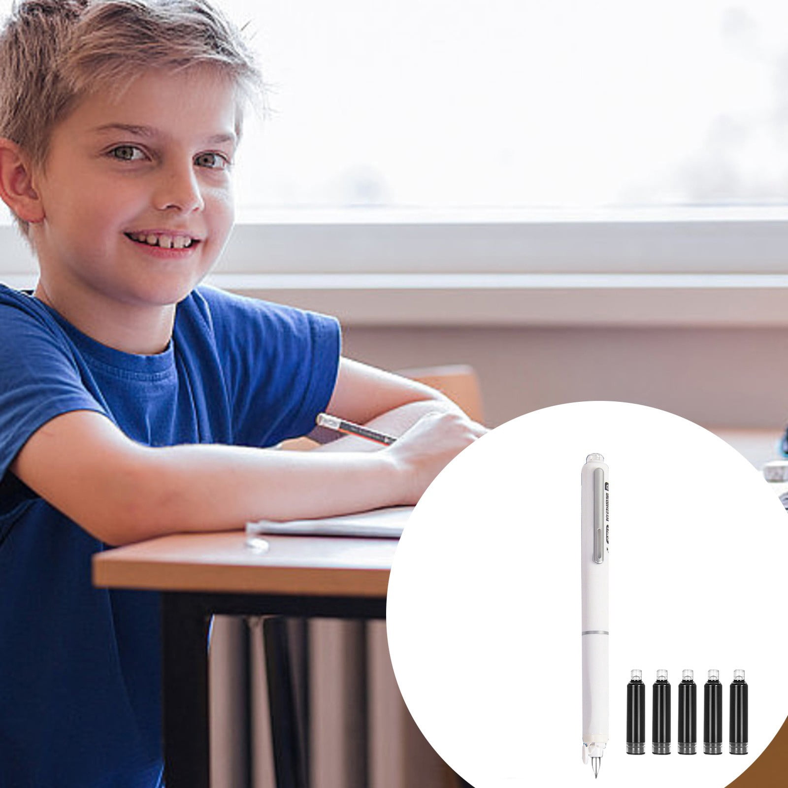 Slim Retractable Fountain Pen – Extra Fine Nib Black Ink Pen with 5 Cartridges – Smooth Writing for Sketching, Diary & Professional Signatures