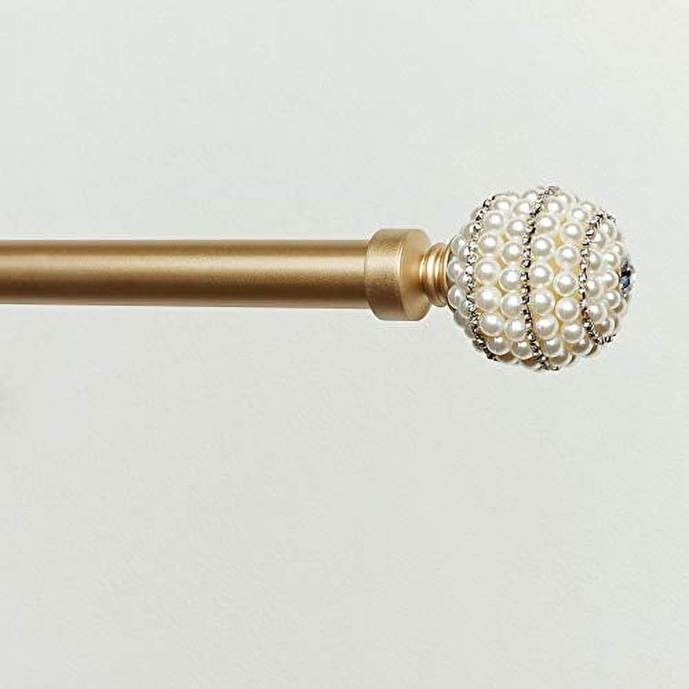 Exclusive Home Diana 1" Curtain Rod and Finial Set, Gold, Adjustable 66"-120"