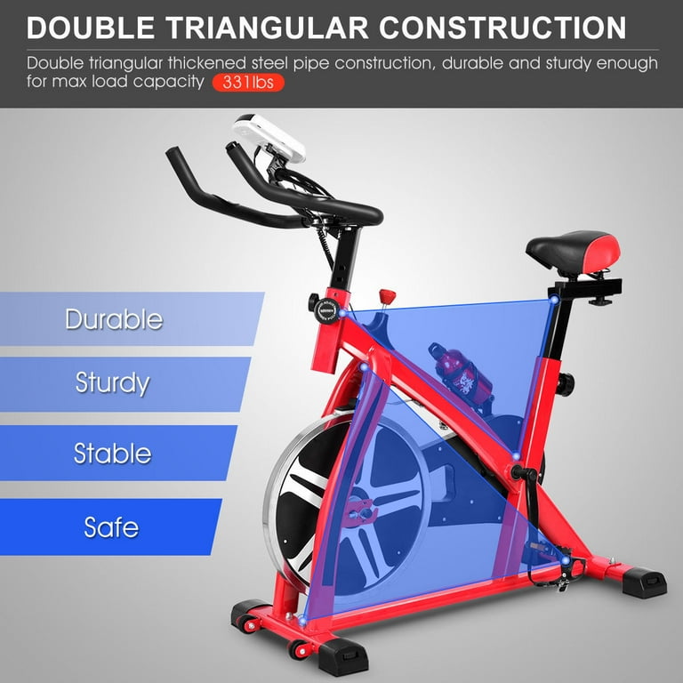 Costway Adjustable Exercise Bike Bicycle Cycling Cardio Fitness LCD w 18lb Flywheel