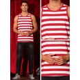 thumbnail image 4 of DARING DIVA Men's Stripes Tank Sleeveless T-Shirt Crew Neck Striped Vest S Red White, 4 of 6
