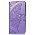 thumbnail image 4 of Allytech Galaxy Note 20 Case, Shockproof PU Leather Retro 3D Big Butterfly Embossed Wallet Flip Case Magnetic Stand with Card Slot Folio Cover for Samsung Galaxy Note 20, Lightpurple, 4 of 10