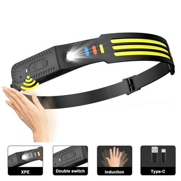 Rechargeable Headlight, Fall Gifts, Waterproof Led Headlamp with Motion Sensor, Led Headlight with Red, Yellow and Blue Light, for Camping, Running, Cycling, Hiking