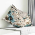thumbnail image 3 of Teal Tulip Butterfly Pillow Covers 26x26 Inch Decorative Throw Pillow Cover, Beige Turquoise Floral Farmhouse Wooden Sofa Pillowcases Accent Cushion Case Home Decor Bedroom Living Room, 3 of 6