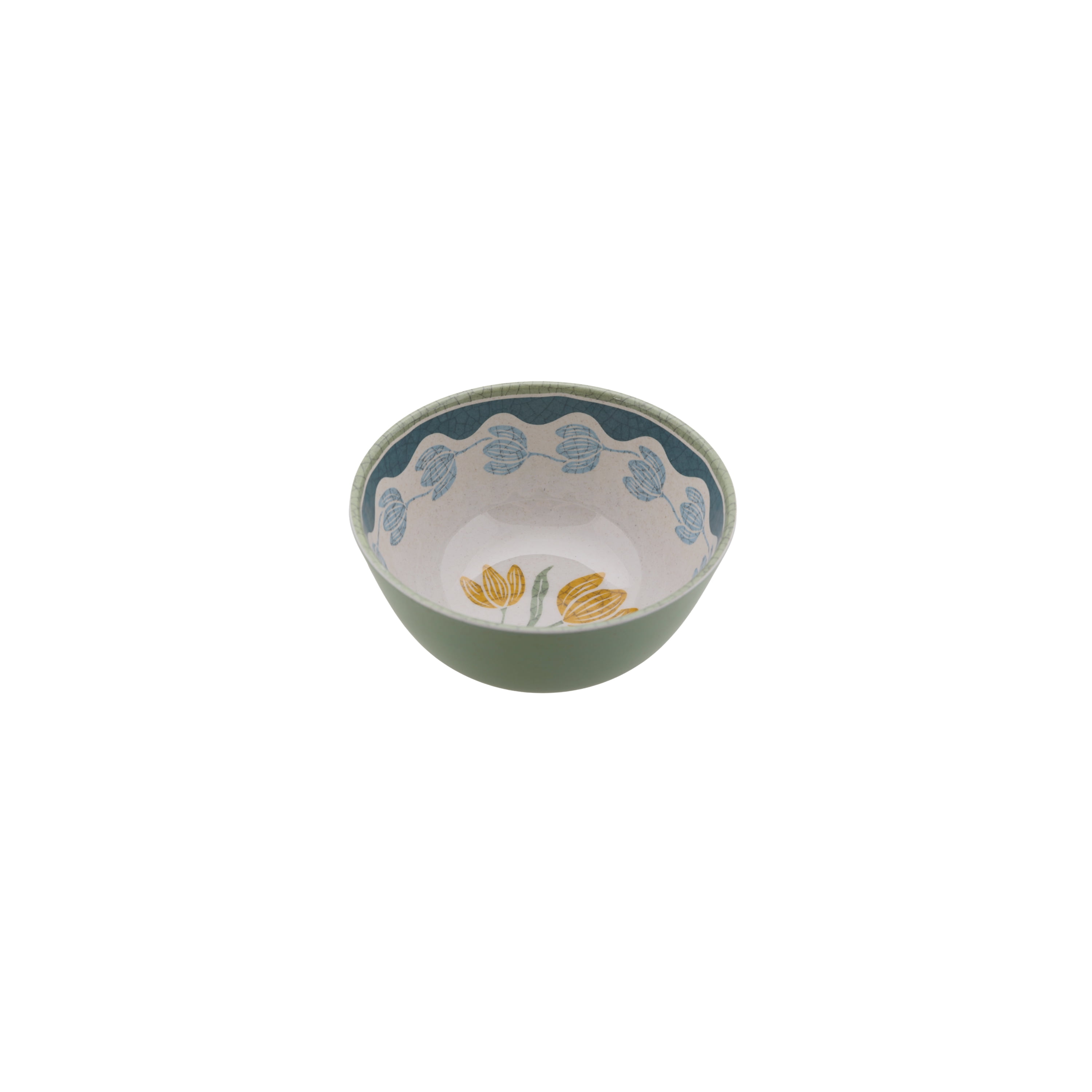 Better Homes & Gardens 36 oz Round Cereal Bowl, Floral Green, Reusable, Dishwasher-Safe, Bamboo Melamine Plastic