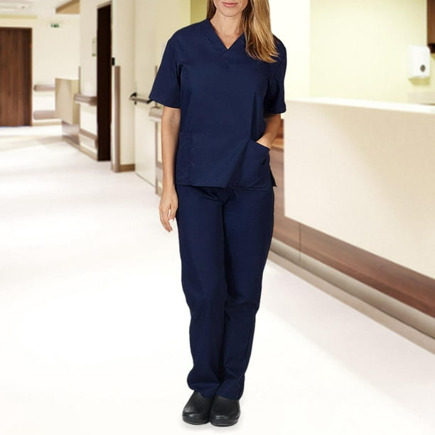 Women's Nursing Work Nurse Uniform Suit Lab Navy