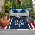thumbnail image 2 of Navy Blue Red Stripe Outdoor Rug for Patio/Deck/Porch, Non-Slip Large Area Rug 5 x 8 Ft, Coastal Nautical Rudder Farmhouse Indoor Outdoor Rugs Washable Area Rugs, Reversible Camping Rug Carpet Runner, 2 of 8
