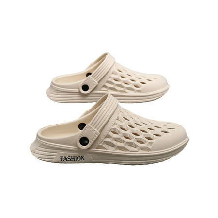 

Gomelly Men Clogs Slip On Beach Sandals Non-slip Slide Sandal Cutout Garden Shoe Pool Bath Water Shoes Khaki 9