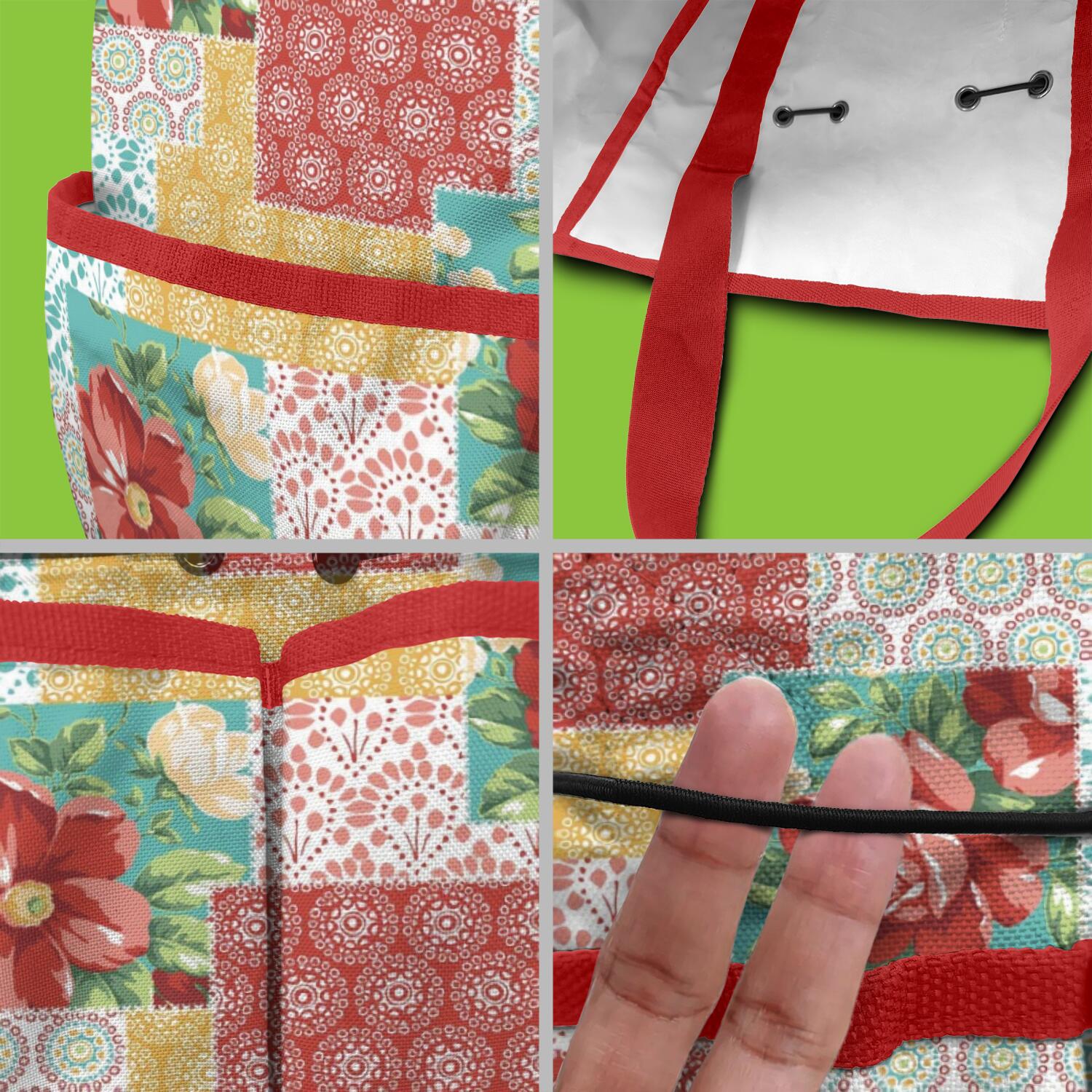 Bright Flowers Garden Tools Bag, Water-proof Oxford Garden Tote Home Organizer Gardening Tool Bag Kit Holder with 8 Pockets for Indoor and Outdoor Gardening(Tools Not Included)