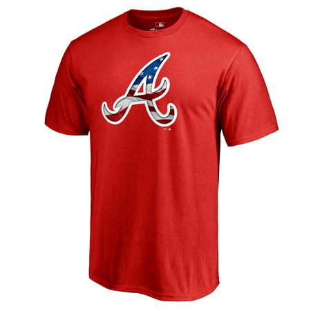 Atlanta Braves Fanatics Branded 2019 Stars & Stripes Big & Tall Primary Logo Banner Wave T-Shirt -