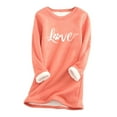 thumbnail image 4 of Warm Winter Tops for Women Fleece Pullover Lined Underwear Thick Long Sleeve Round Neck Trendy Print Casual Loose Sweatshirts,Pink 4,L, 4 of 5