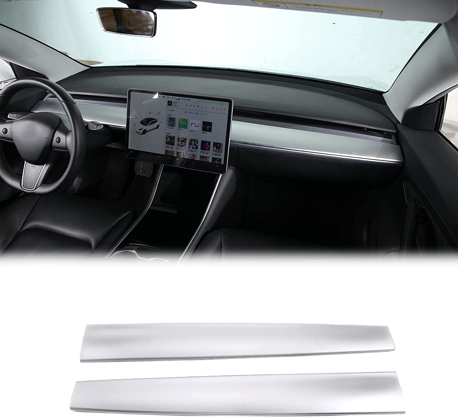 TINKI Central Control Dashboard Panel Trim Cover Fit for Tesla Model 3 2017 2018 2019 2020 2021,Dash Cover Wrap Cap,ABS,2PCS