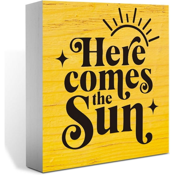 Summer Decor,Summer Decorations for Home Office,Summer Sign,Summer Decorations,Here Comes The Sun Sign,Summer Decoration Indoor for Desk Shelf 5x5 Inch