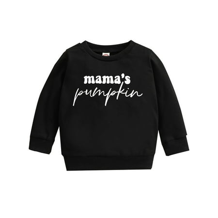 

Nokpsedcb Kids Baby Boys Girls Halloween Sweatshirt Letter Round Collar Long Sleeve Pullover Tops Clothes Black Letters 2-3 Years