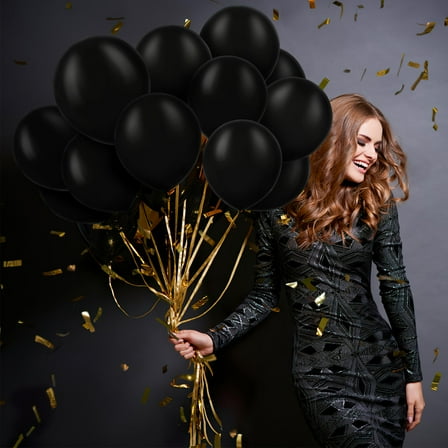 HEANUJJ Black Latex Balloons 100Pcs for Elegant Party and Photo Background