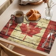 thumbnail image 3 of Canada Placemats Set of 12 Red Maple Leaf Flag Farmhouse Shabby Wooden Grain Place Mats Indoor Wipeable Table Mats Washable Dining Table Placemats for Kitchen Holiday Party Home Decor 13x19 Inch, 3 of 9