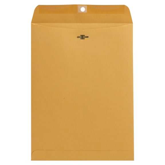 Kraft Clasp Envelope, #10 1/2, Square Flap, Clasp/gummed Closure, 9 X 12, Brown Kraft, 100/box | Bundle of 5 Boxes