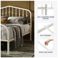 thumbnail image 5 of Sifurni Queen Size Metal Platform Bed Frame with Vintage Victorian Headboard & Footboard, White, 5 of 9