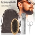 thumbnail image 4 of Beard Care Set for Men, Mane Stainless Steel Beard Brush Comb Shaving Set Modeling Cleaning Care Kit + Cloth Bag, 4 of 8