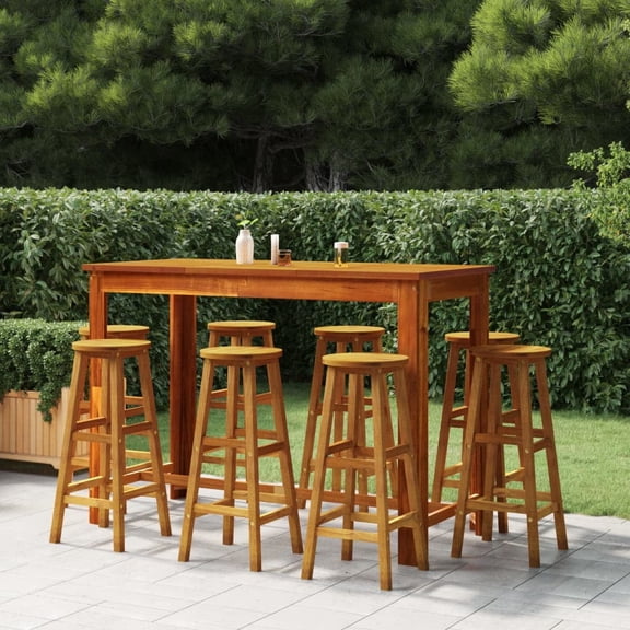 vidaXL 9 Piece Patio Bar Set Solid Wood Acacia