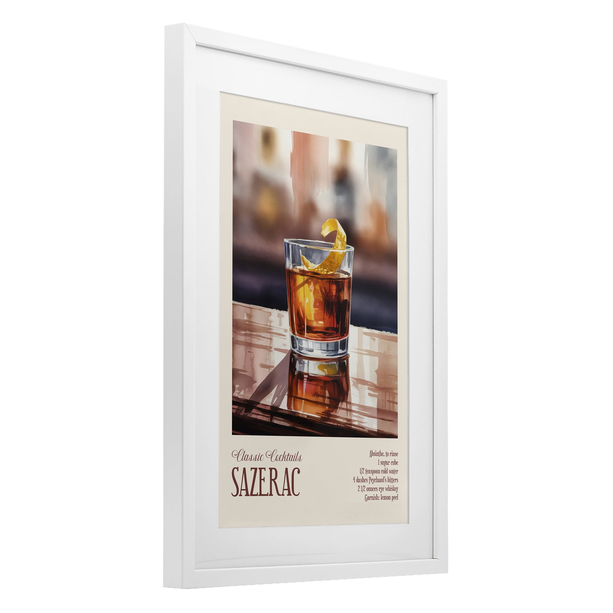 Stupell Industries Sazerac on Reflective Surface White Framed Print Under Glass, design by Andreas Magnusson