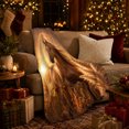 thumbnail image 3 of Chestnut Horse Portrait Among Golden Meadow Grasses, Cozy Flannel Blanket with Warm Equine Painting Print, Housewarming Gift for Horse Portrait Enthusiasts, Home Decor for Bedroom and Living Room, 3 of 7
