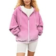 thumbnail image 5 of Women's Gradient Color Full Zip Hooded Sweatshirt, Soft Breathable Long Sleeve Pullover for Spring Autumn Casual Wear, Streetwear Fashion and Daily Comfort Pink XL, 5 of 6
