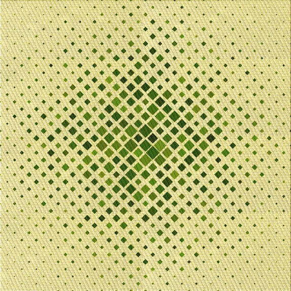 Ahgly Company Indoor Square Patterned Acid Green Area Rugs, 6' Square