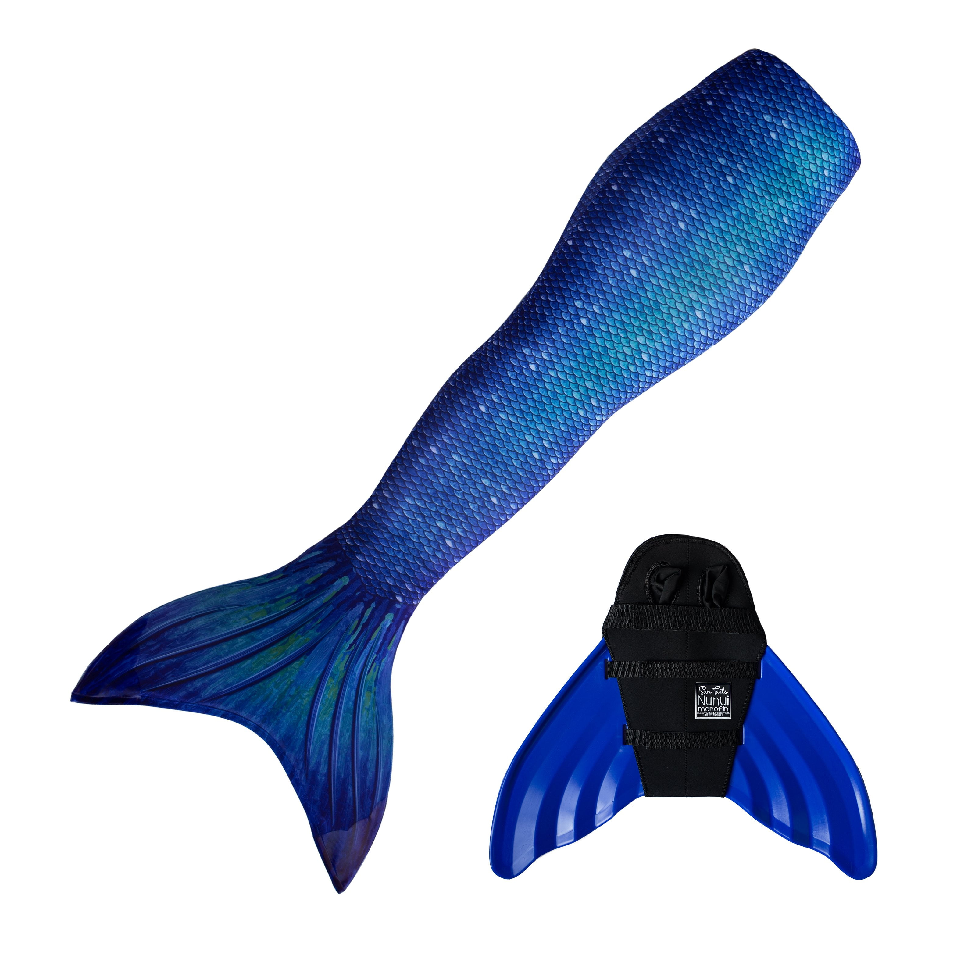 Sun Tail Mermaid Swim Set; Ocean Deep Mermaid Tail + Blue Monofin for