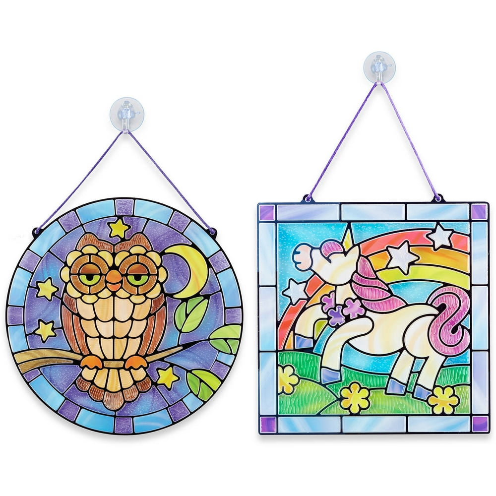 Melissa and Doug Stained Glass Made Easy Activity Kits Set, Owl and