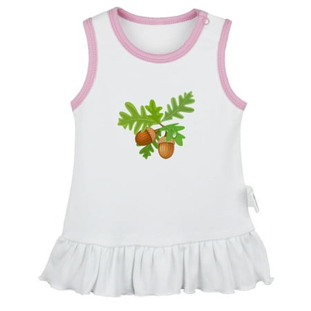 

Babies Nature Acorn Pattern Dresses For Baby Newborn Babies Skirts Infant Princess Dress 0-24M Kids Graphic Clothes (White Sleeveless Dresses 0-6 Months)