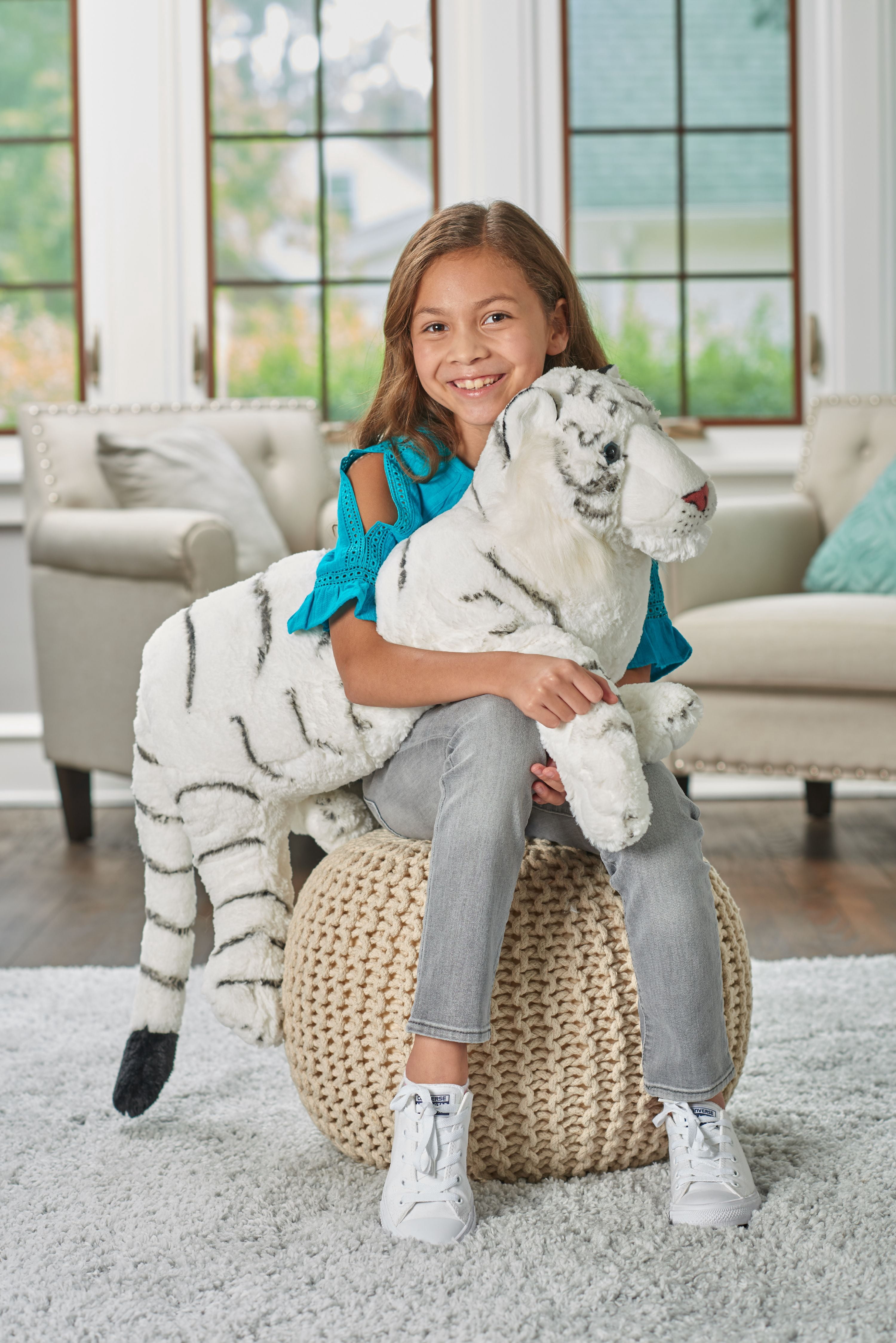 Wild Republic Jumbo White Tiger Plush, Giant Stuffed Animal, Plush Toy, Gifts for Kids, 30 Inches
