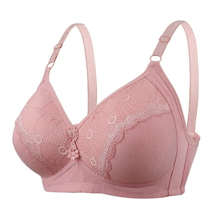 

Fabiurt Women s Bra Women s Large Size Big Chest Steel Ring Bra Cotton Thin Lace Big Cup Underwear Bra Underwear Pink