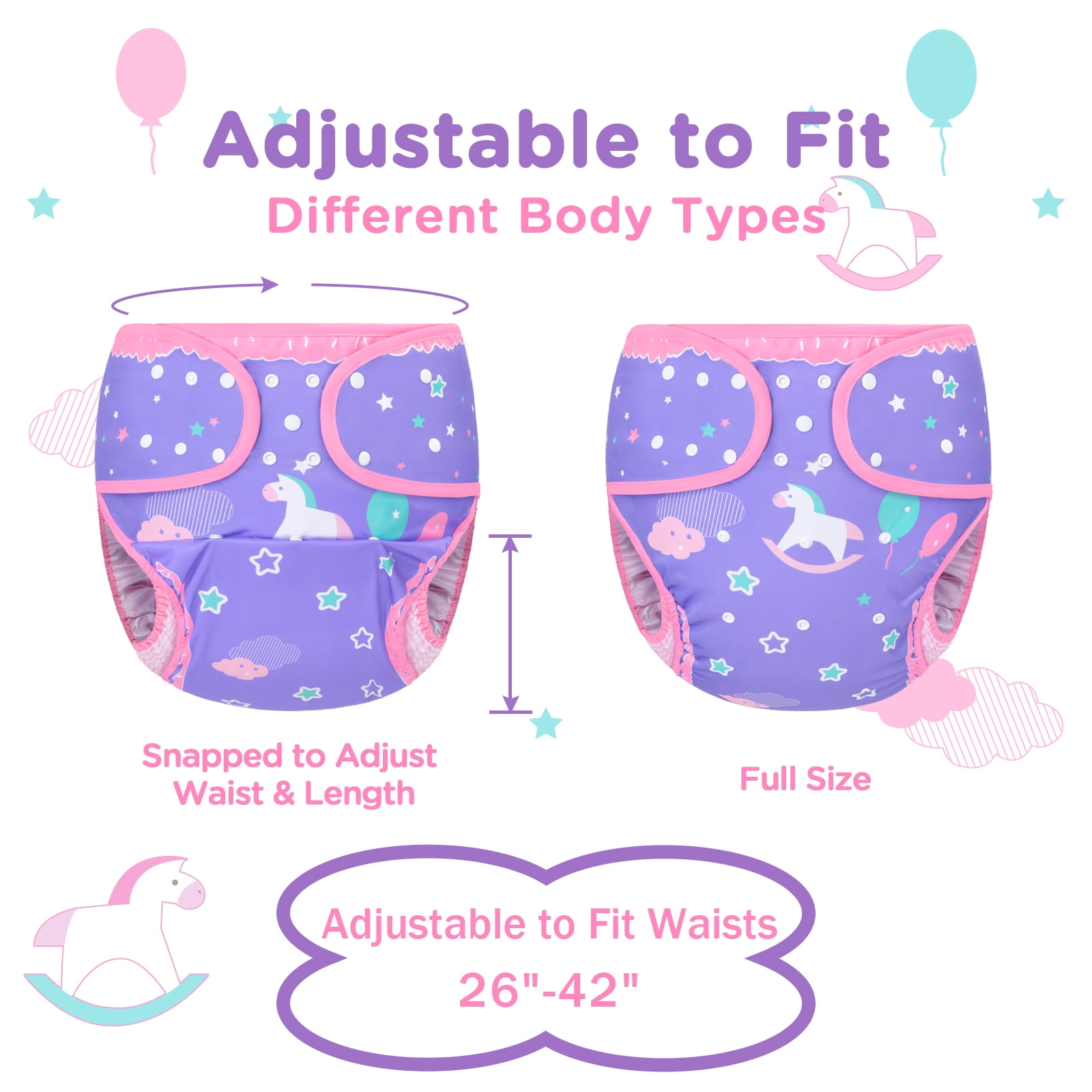 Littleforbig Washable Adjustable Reusable Waterproof Cloth Adult Diaper Wrap Cover One Size - Little Fantasy