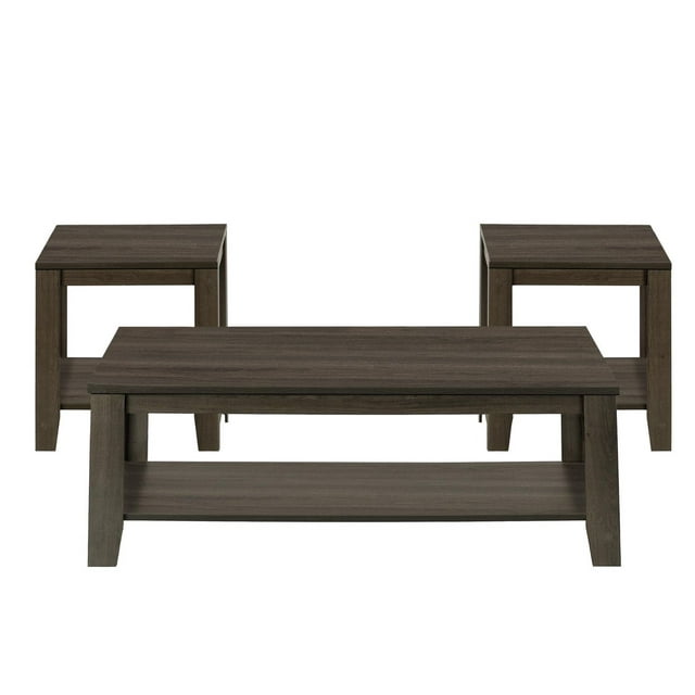 Monarch Specialties Table Set, 3pcs Set, Coffee, End, Side, Accent, Living Room, Laminate, Brown, Transitional