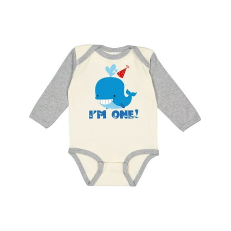 

Inktastic Whale 1st Birthday Gift Baby Boy or Baby Girl Long Sleeve Bodysuit