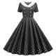 thumbnail image 2 of mfyjkho Vestidos de fiesta para mujer, Vestido vintage acampanado de moda para mujer, con lazo, para graduación, manga corta, estampado de lunares Vestidos largos para mujer l, 2 of 6