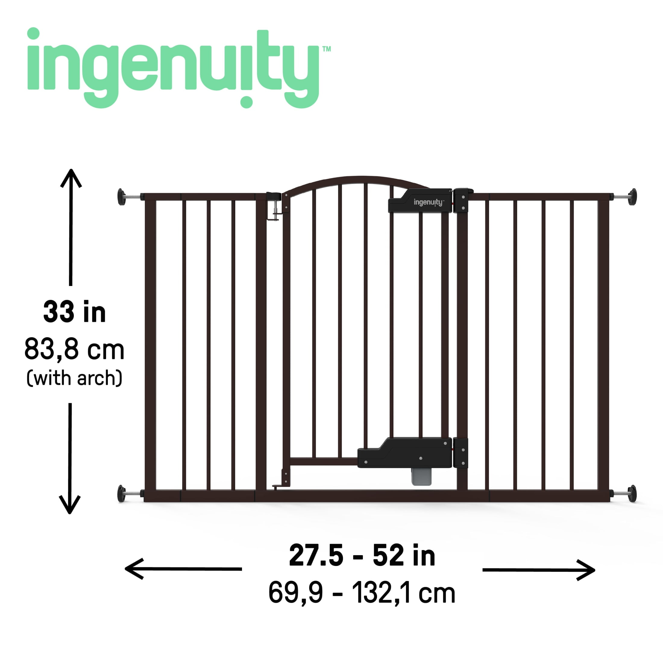 Ingenuity Thruway 52W Series Pet and Baby Gate, Espresso Metal, Openings from 27.5” to 52" Wide