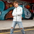 thumbnail image 6 of EnJoCho Boys Full Zip Hooded Sweatshirt Teen Youth Kids Zip Up Hoodies Plain Thick Cargo Outdoor Warm Jacket Outerwear Casual Everyday Wear Comfortable Heavyweight Winter Apparel Activewear, 6 of 7