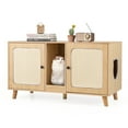 thumbnail image 1 of Gymax 43'' Cat Litter Box Enclosure for 2 Cats w/ Double Rooms 2 Sisal Scratching Mats Natural, 1 of 10