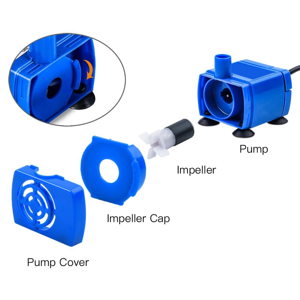opvise Pet Cat Silent Submersible Electric Drinking Fountain Water Pump Replacement Blue