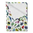 thumbnail image 2 of Emoticon Soft Flannel Fleece Blanket, Colorful Fun Music Themed Pattern with Instruments Cassettes Boombox Hand Gestures, Cozy Plush for Indoor and Outdoor Use, 70" x 90", Multicolor, by Ambesonne, 2 of 5