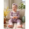 thumbnail image 4 of RUINIXCW Daddy's Girl Outfit Newborn Baby Girl Hospital Coming Home Outfit Infant Baby Girls Spring Fall Winter Clothes Ribbed Long Sleeve Romper and Pants Headband Set, 4 of 9