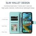 thumbnail image 4 of ELEHOLD for iPhone 12 Pro / 12 6.1" Wallet Crossbody Case PU Leather Cover with Card Slots Magnetic Clasp Kickstand Detachable Wriststrap Shoulder Strap Flip Shockpoof Cover,mint, 4 of 8