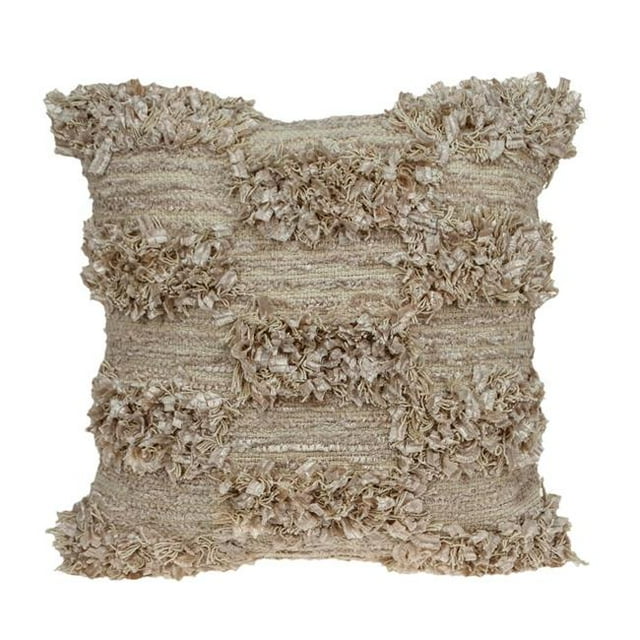 Parkland Collection PILH21102P Bria Bohemian Beige Pillow Cover with Poly Insert