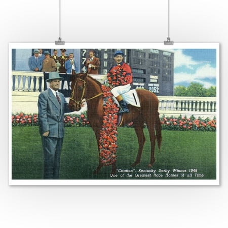Kentucky - Kentucky Derby Winner Citation in 1948 - Vintage Halftone (9x12 Art Print, Wall Decor Travel